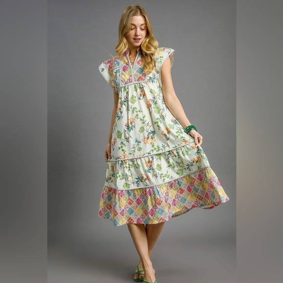 Pink and Green Ruffled Tiered Sundress - Picture 4 of 4